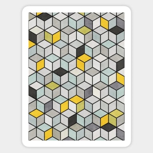 Colorful Concrete Cubes - Yellow, Blue, Grey Sticker